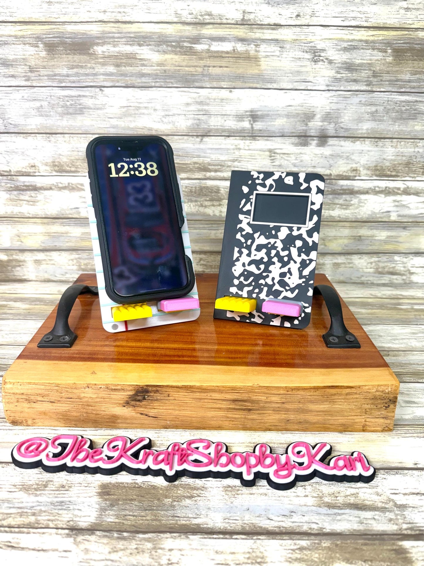 3D Cell phone holder. Highland cow. Teacher school accessories. Lined paper or composition notebook. Ready to ship.