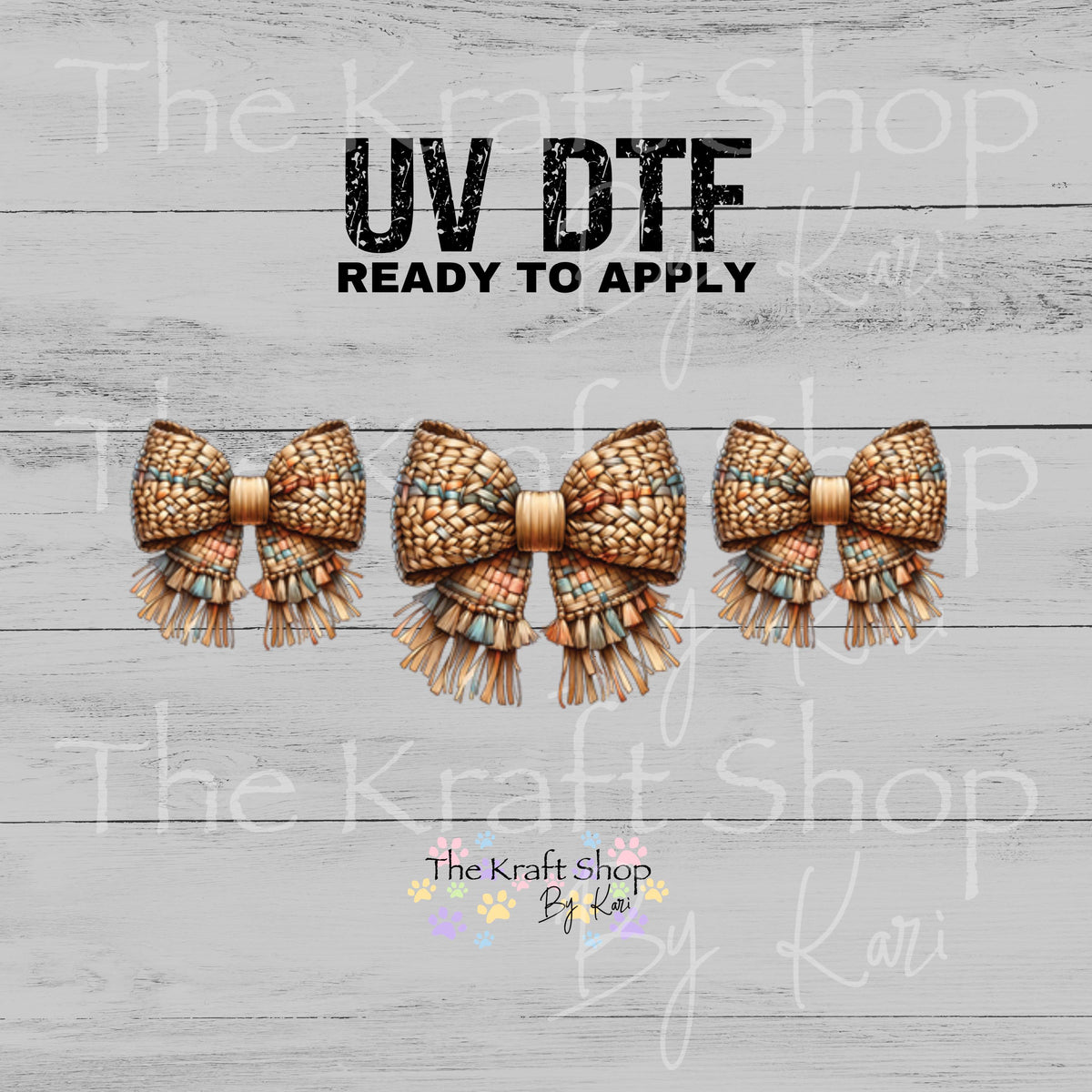UV DTF Rattan Beach Bow Trio decal #10542