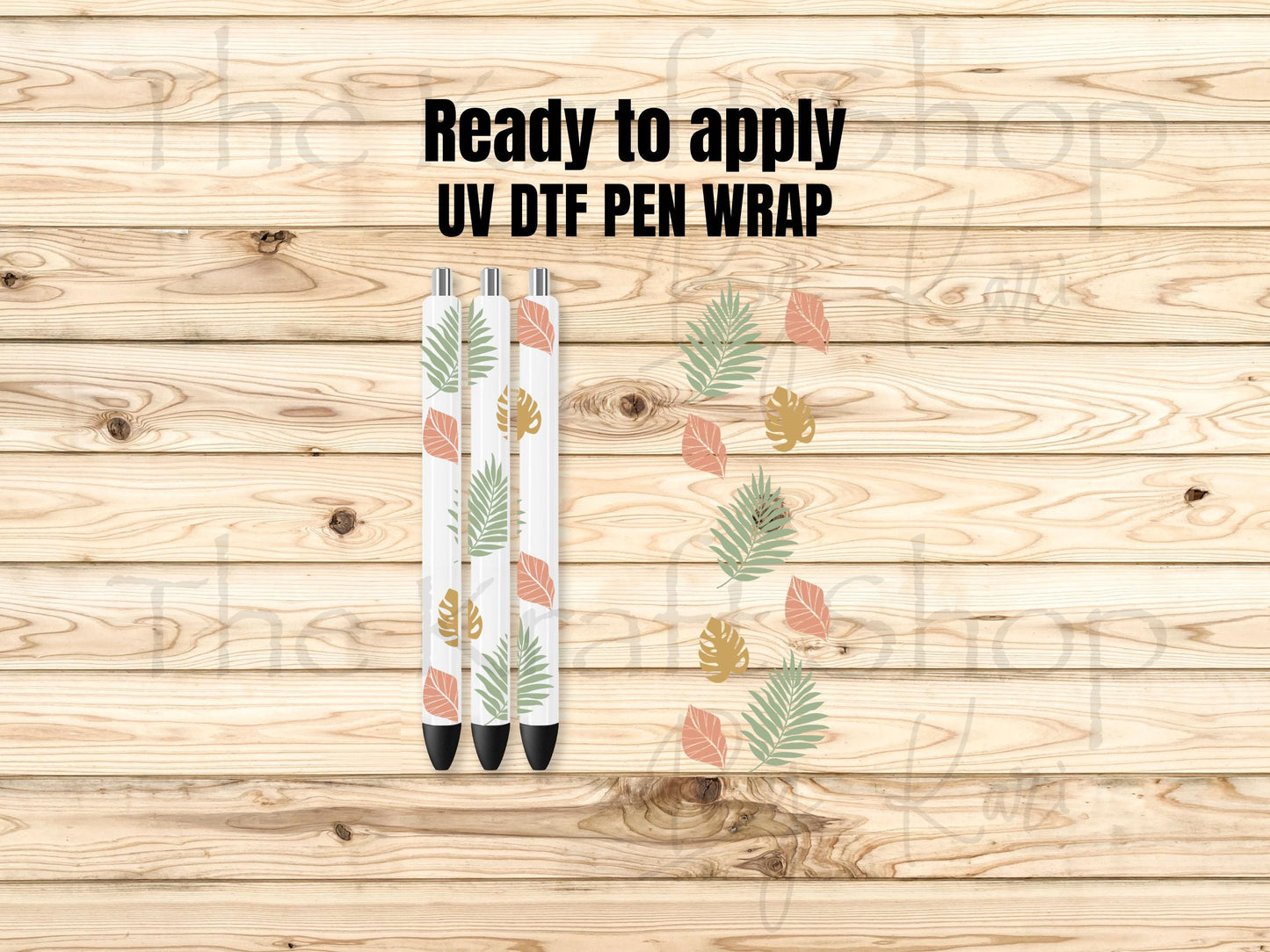UV DTF Pen Wrap Ready To Apply Sticker Print. Monstera leaves with transparent backing Uv Pen wrap. #8046