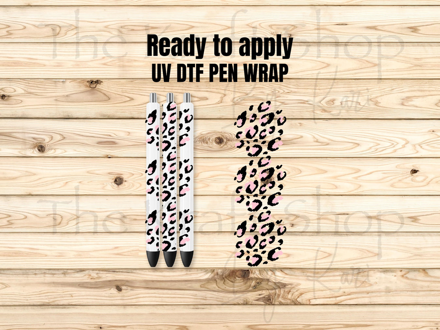 UV DTF Pen Wrap Ready To Apply Sticker Print. Pink Leopard Spots with transparent backing Uv Pen wrap. #8050