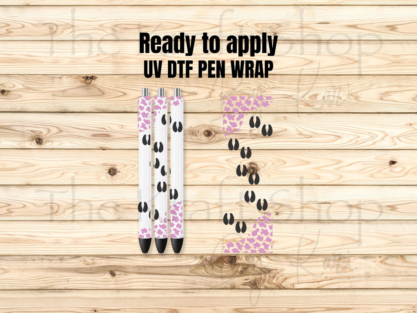UV DTF Pen Wrap Ready To Apply Sticker Print. Cow Spot Mix with transparent backing Uv Pen wrap. #8055