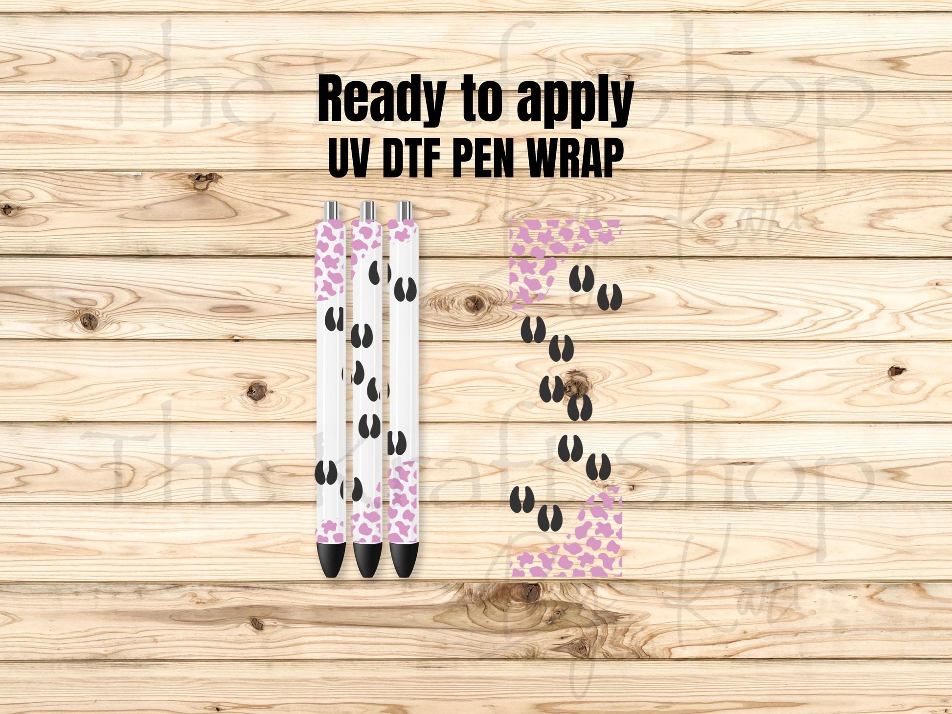 UV DTF Pen Wrap Ready To Apply Sticker Print. Cow Spot Mix with transparent backing Uv Pen wrap. #8055