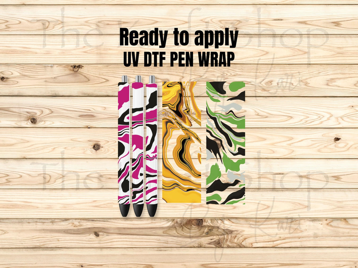UV DTF Pen Wrap Ready To Apply Sticker Print. Hydro Dip with transparent Bundle of 3 Uv Dtf Pen wrap. #8056
