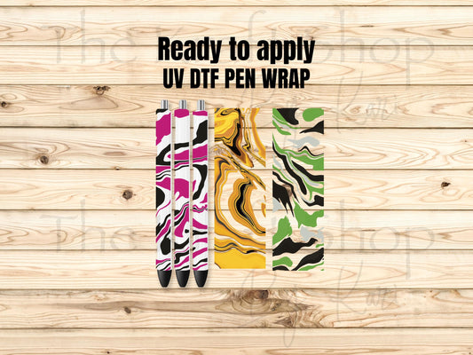 UV DTF Pen Wrap Ready To Apply Sticker Print. Hydro Dip with transparent Bundle of 3 Uv Dtf Pen wrap. #8056