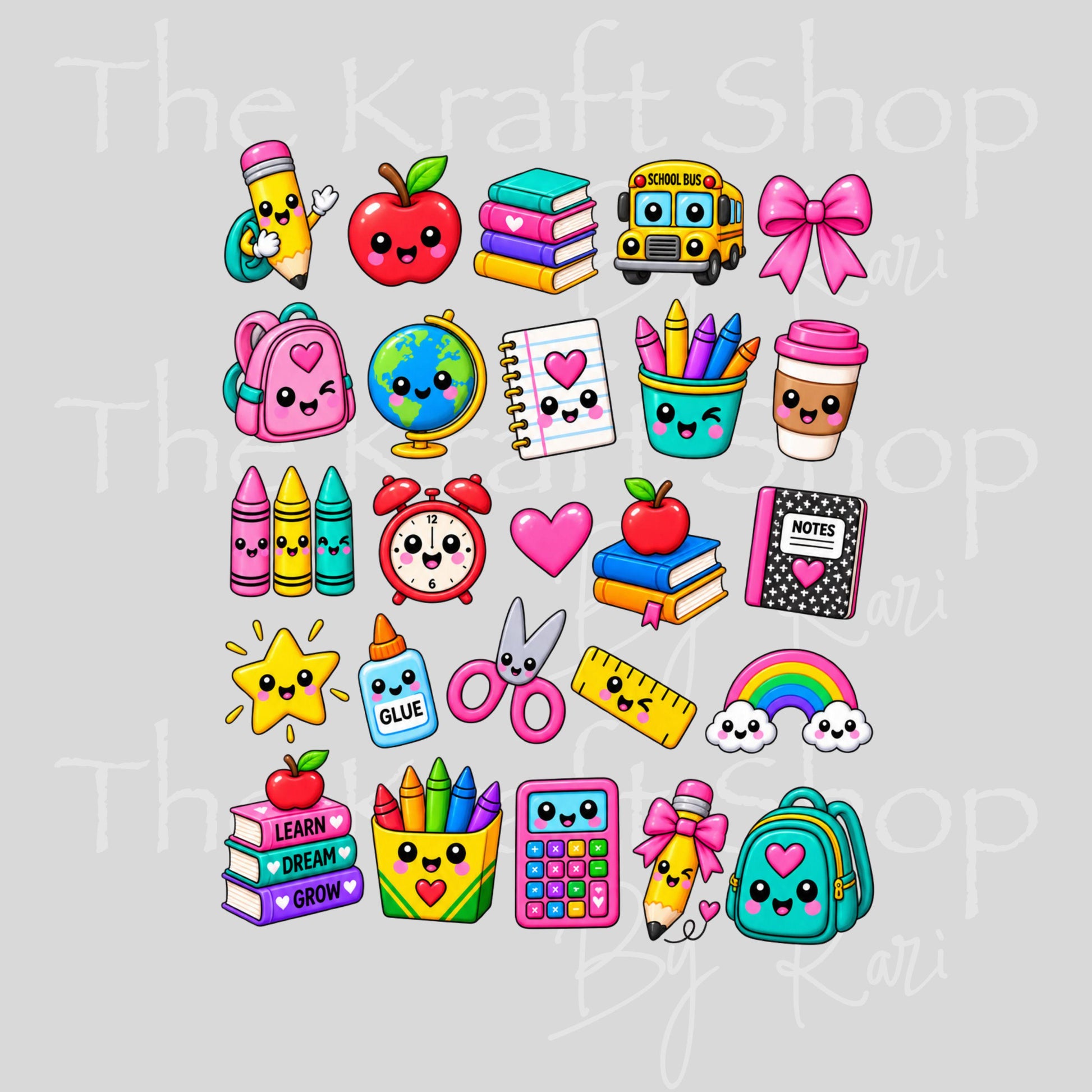 UV DTF Sticker prints. School Time element sheet bundle decal, permanent sticker. #10545
