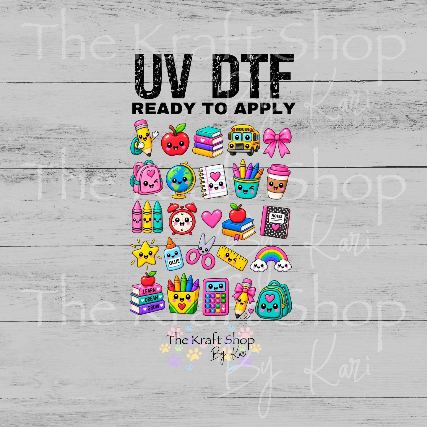 UV DTF Sticker prints. School Time element sheet bundle decal, permanent sticker. #10545