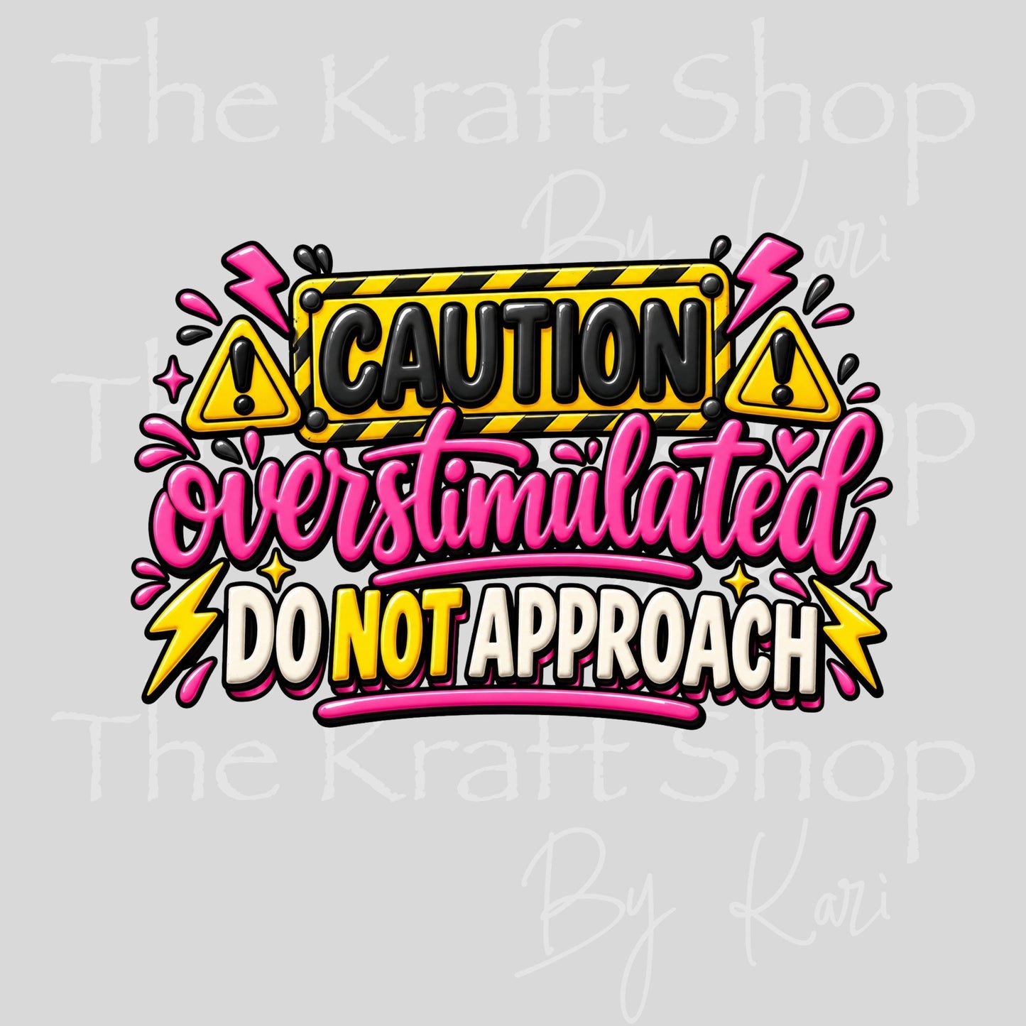 UV DTF Sticker print Caution Overstimulated decal, tumbler decal, permanent sticker. #4805