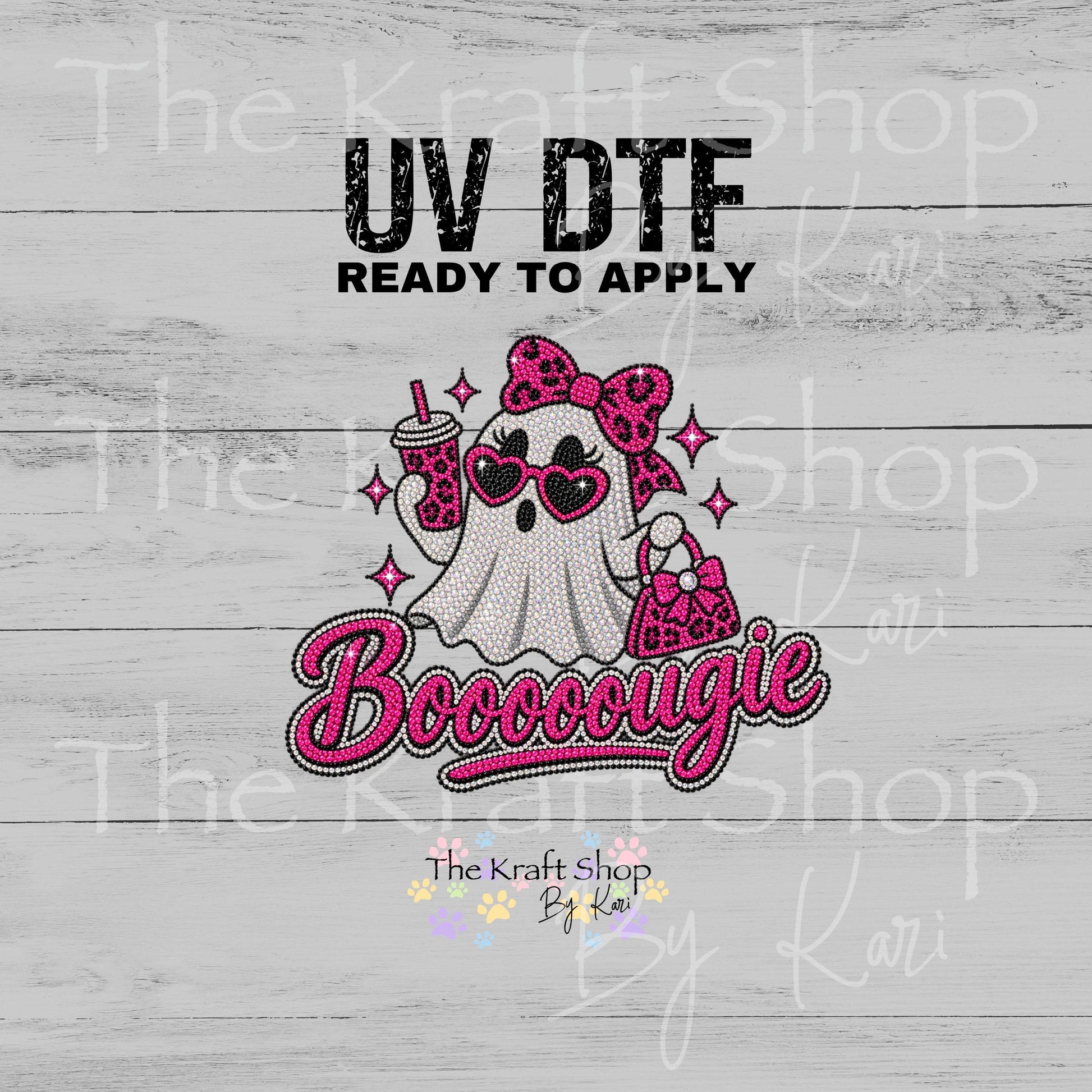 UV DTF Sticker print. Booougie Ghost decal, tumbler decal, permanent sticker. #7765