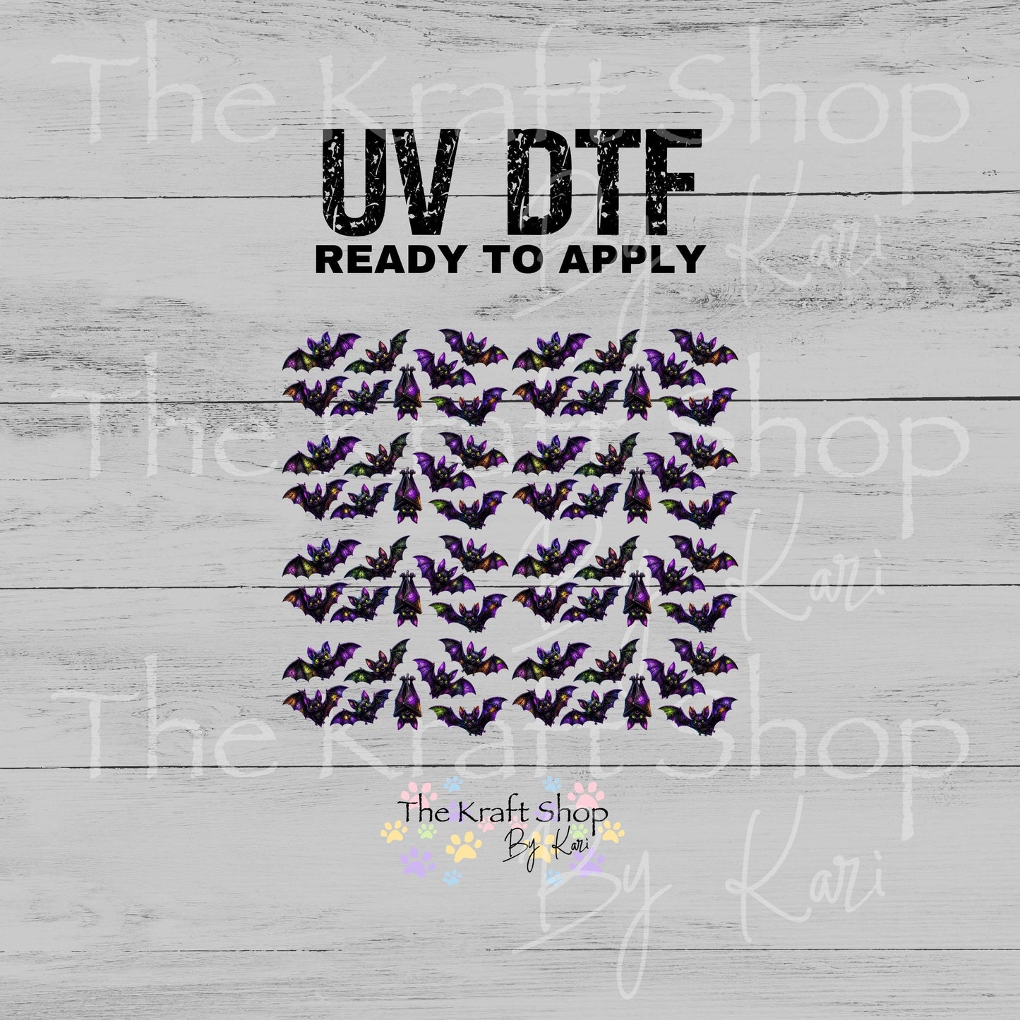 UV DTF Sticker print Multi Color Bats Element sheet 10x9 decal, tumbler decal, permanent sticker. #10559