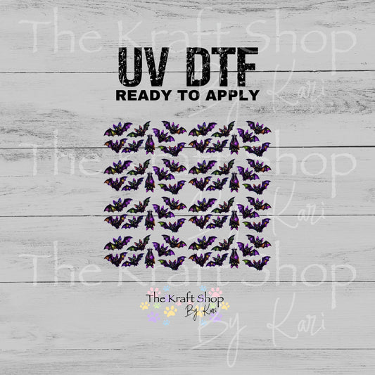 UV DTF Sticker print Multi Color Bats Element sheet 10x9 decal, tumbler decal, permanent sticker. #10559
