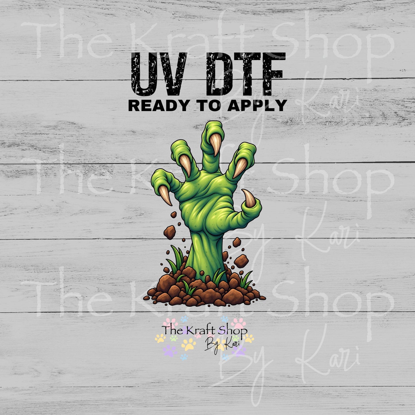 UV DTF Sticker print. Green Hand decal, tumbler decal, permanent sticker. #7768