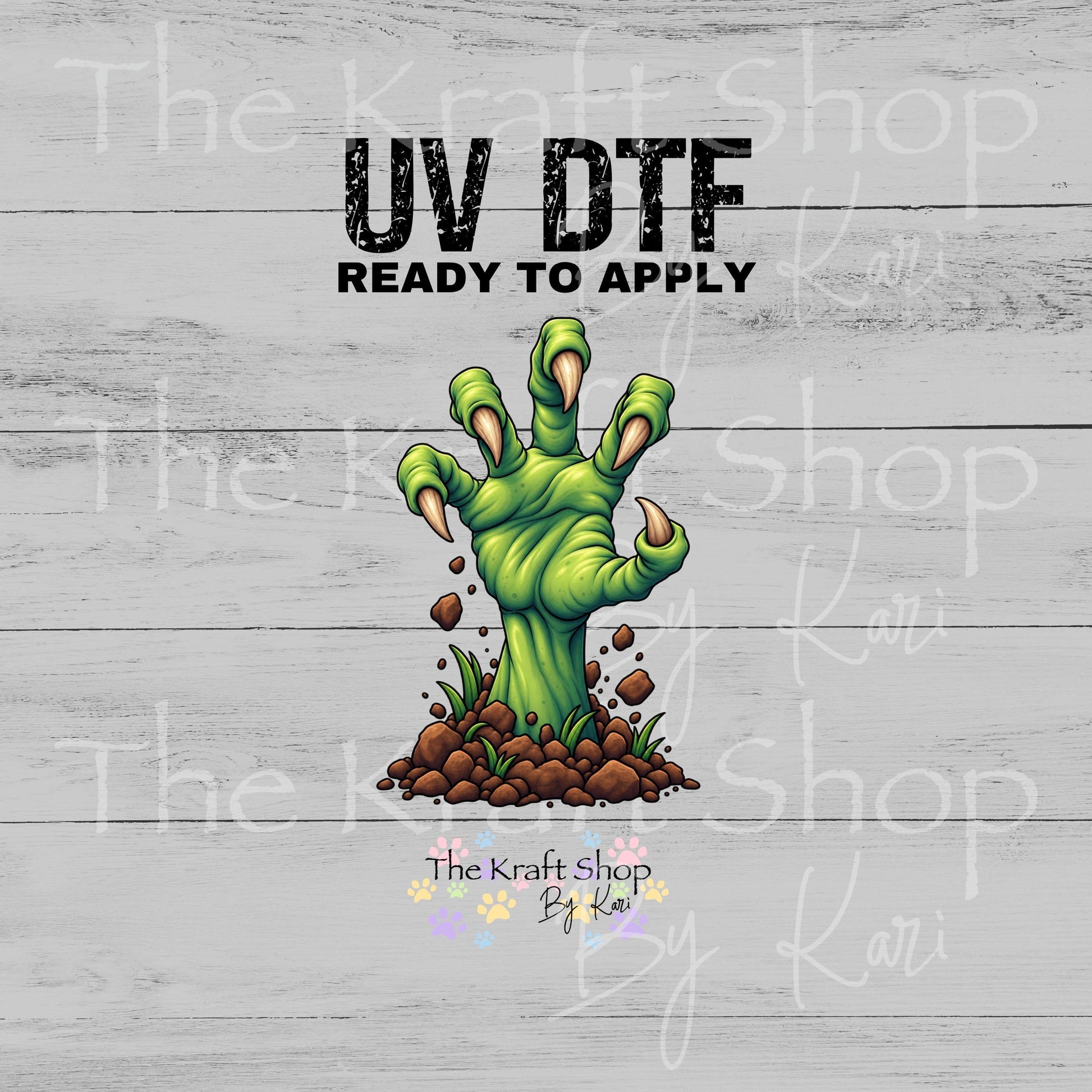 UV DTF Sticker print. Green Hand decal, tumbler decal, permanent sticker. #7768