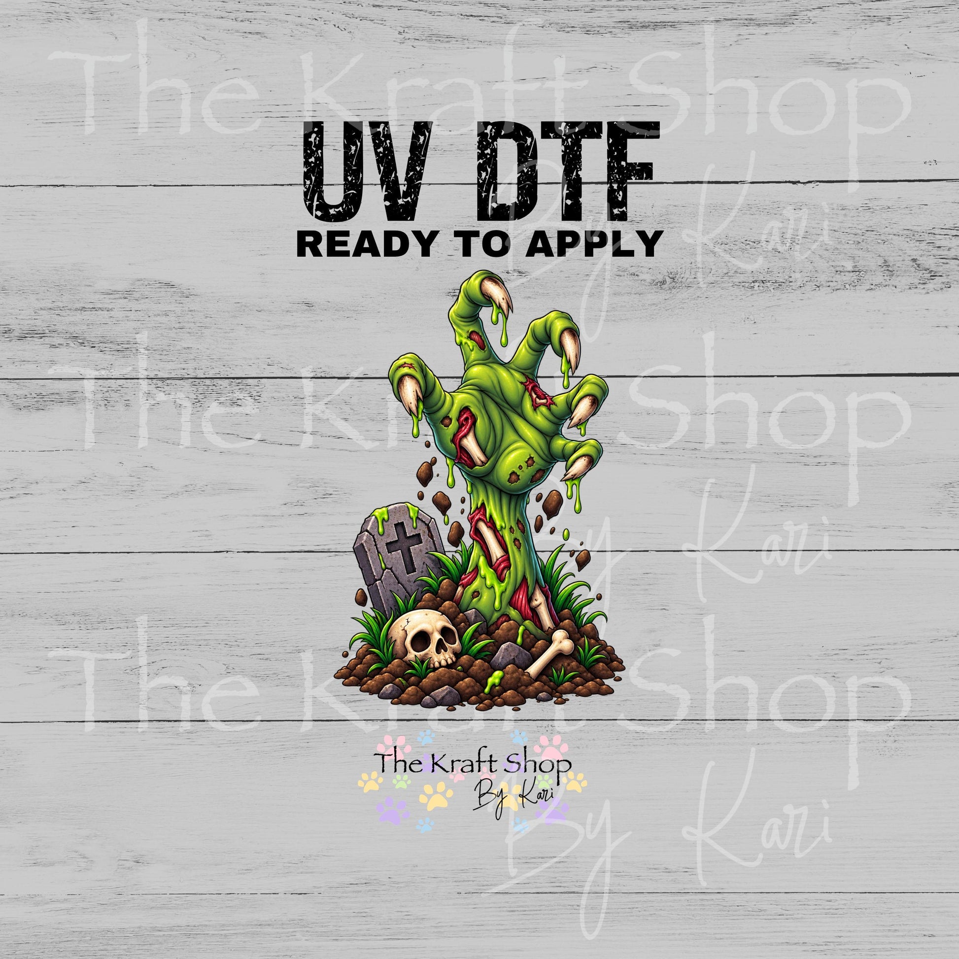 UV DTF Sticker print. Green Hand Gore decal, tumbler decal, permanent sticker. #7769