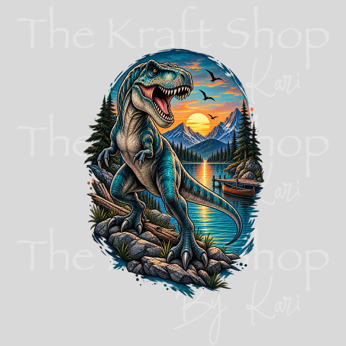 UV DTF Sticker print. Dino Lake decal, tumbler decal, permanent sticker. #1163