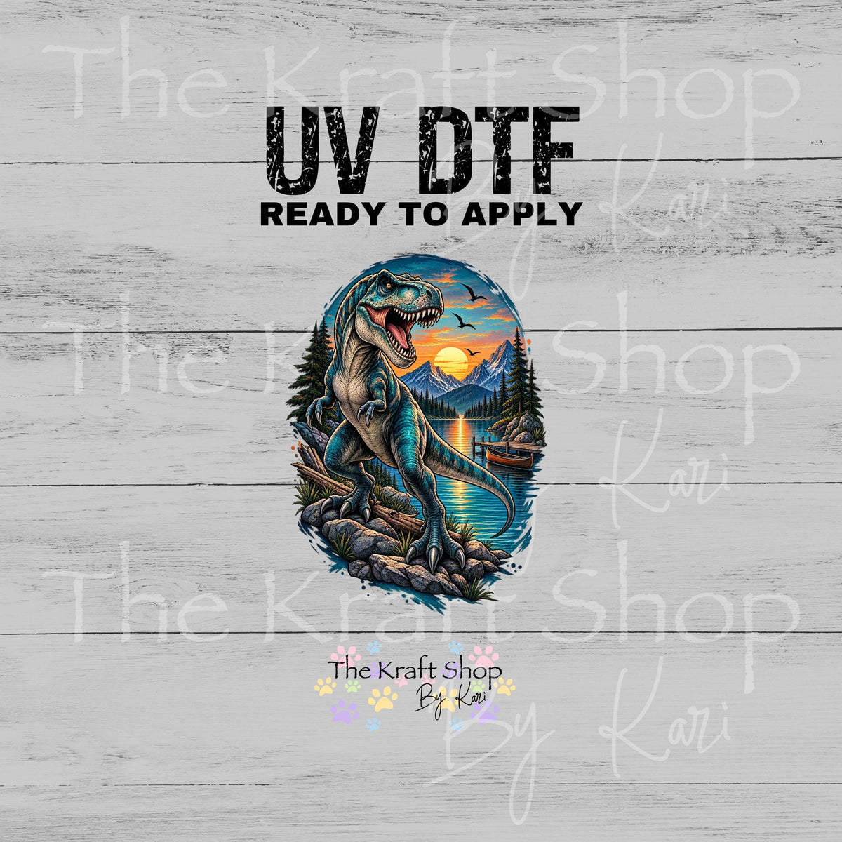 UV DTF Sticker print. Dino Lake decal, tumbler decal, permanent sticker. #1163