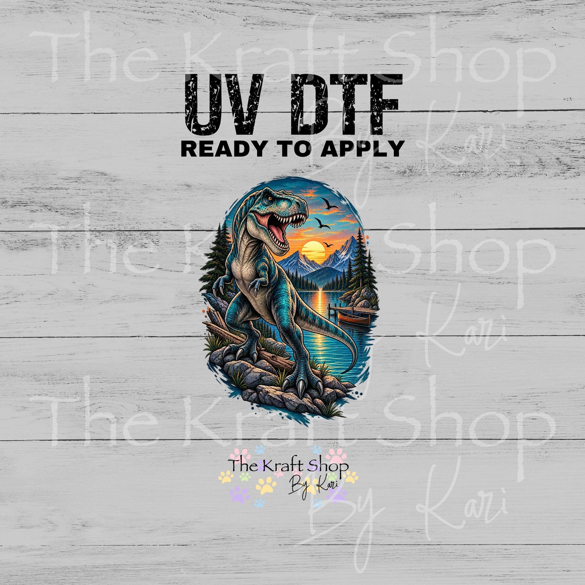 UV DTF Sticker print. Dino Lake decal, tumbler decal, permanent sticker. #1163
