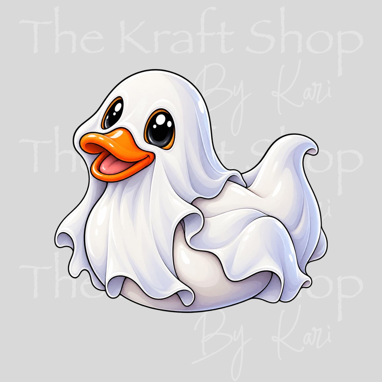 UV DTF Sticker print. Rubber Duck Ghost decal, tumbler decal, permanent sticker. #1165