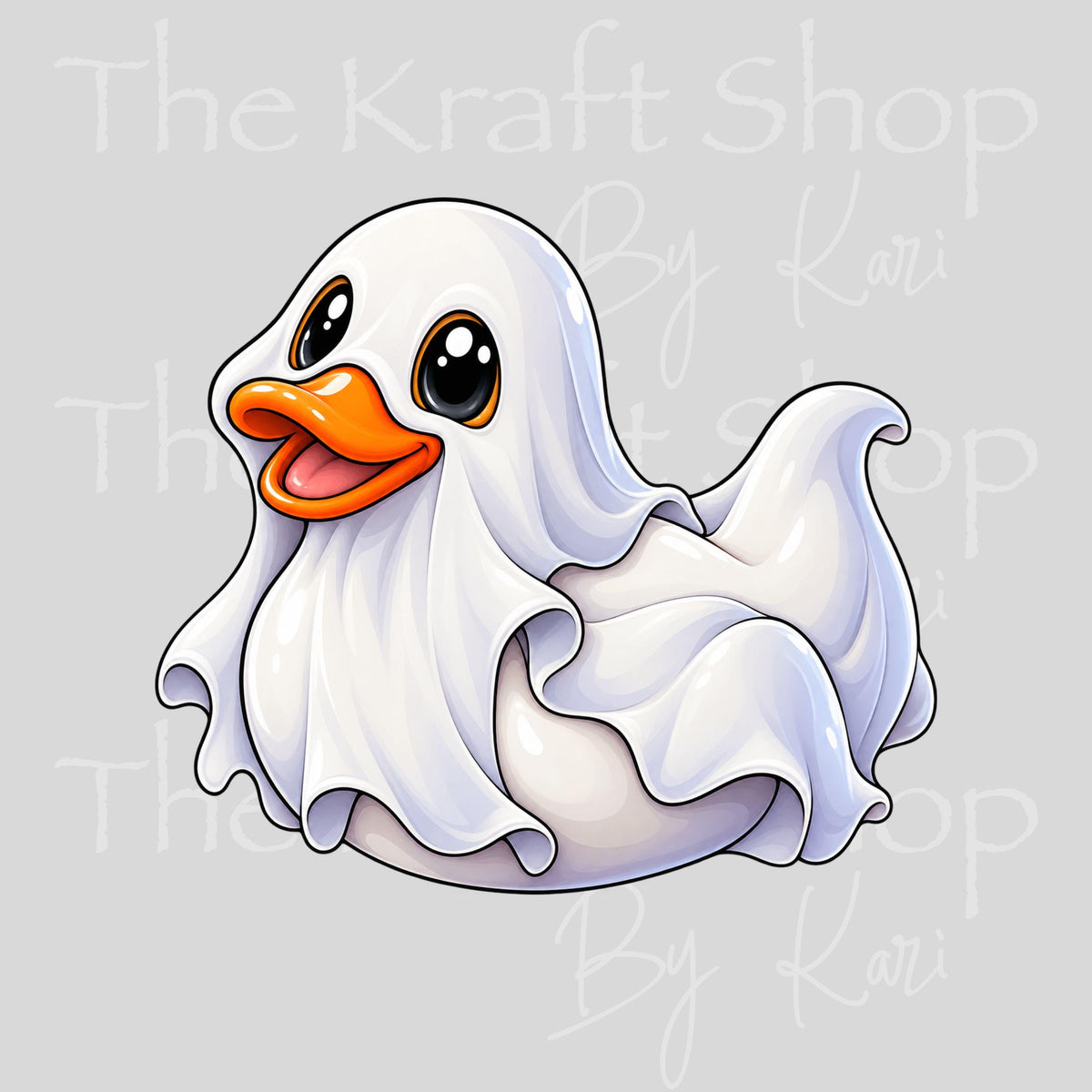 UV DTF Sticker print. Rubber Duck Ghost decal, tumbler decal, permanent sticker. #1165