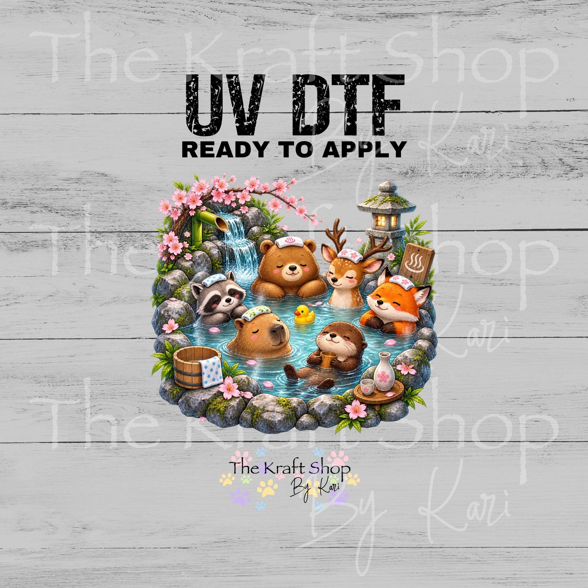 UV DTF Sticker print. Hot Spring Animals decal, tumbler decal, permanent sticker. #1166