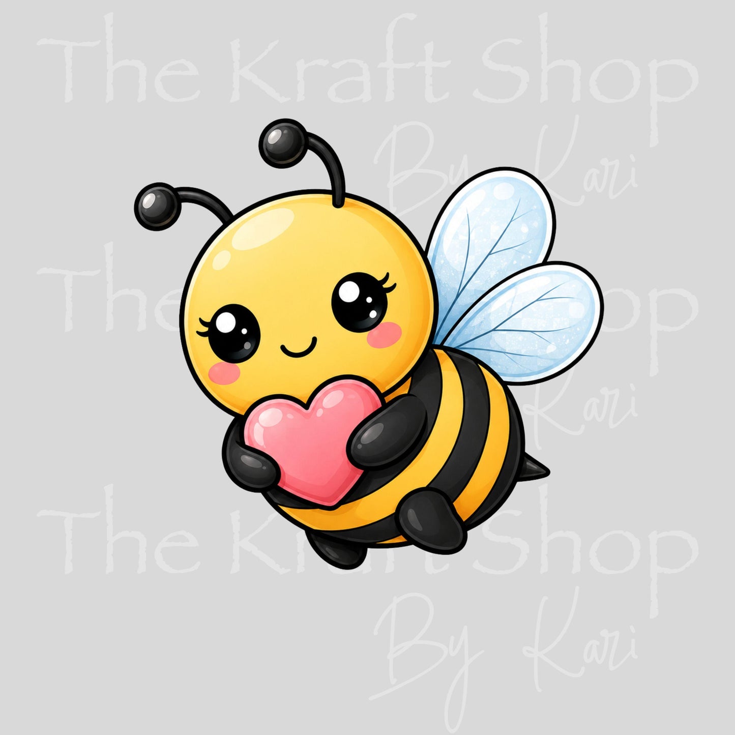 UV DTF Sticker print. Bee With Heart decal, tumbler decal, permanent sticker. #1167