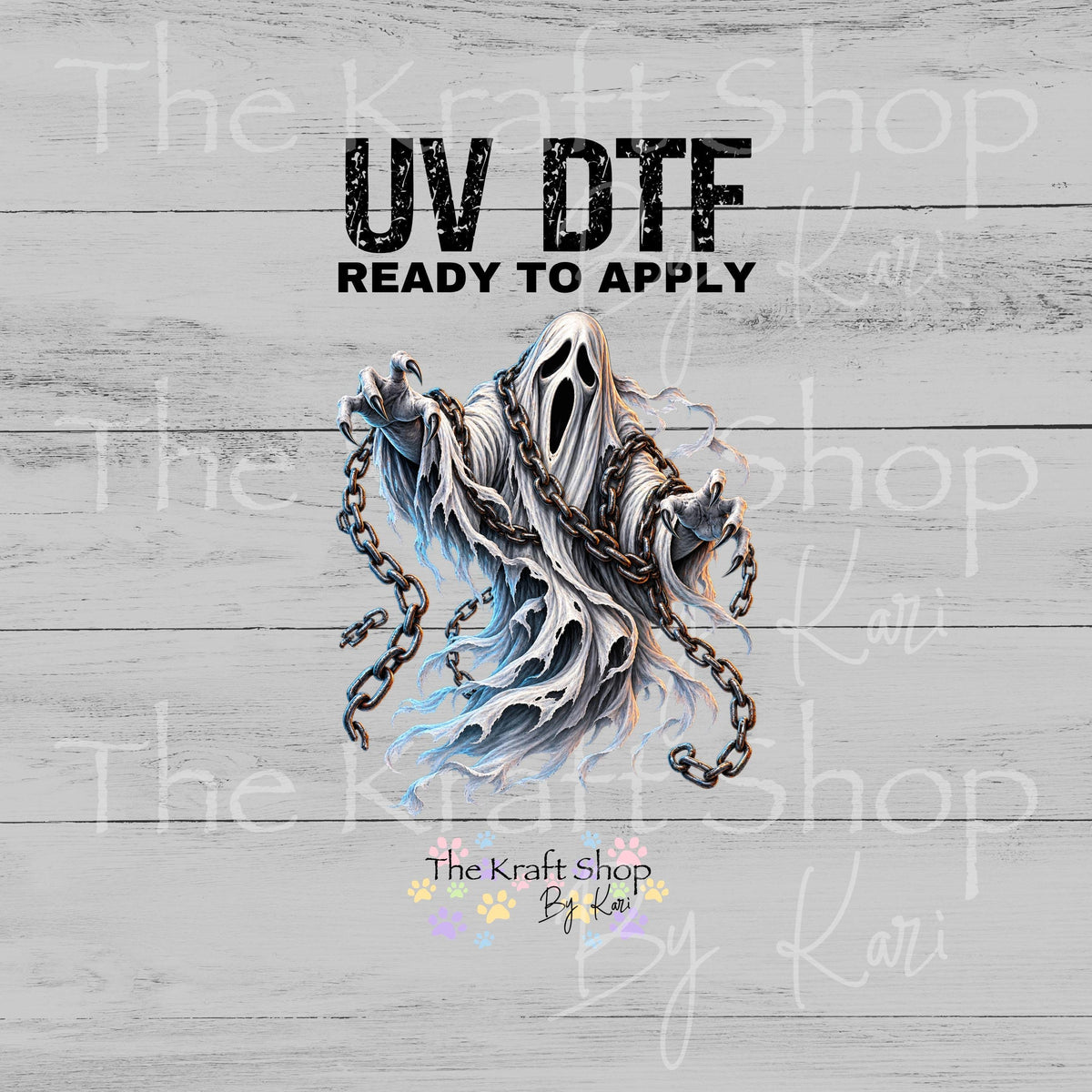 UV DTF Sticker print. Ghost Chains decal, tumbler decal, permanent sticker. #7772