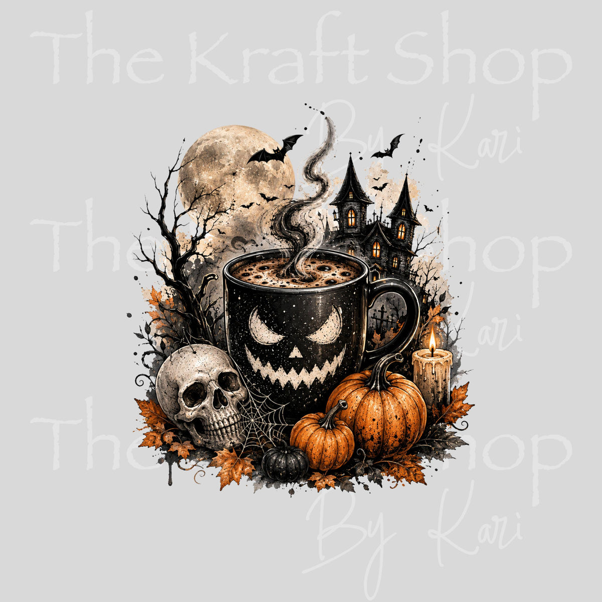 UV DTF Sticker print. Halloween Coffee decal, tumbler decal, permanent sticker. #7774