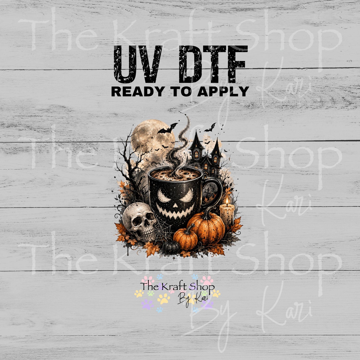 UV DTF Sticker print. Halloween Coffee decal, tumbler decal, permanent sticker. #7774