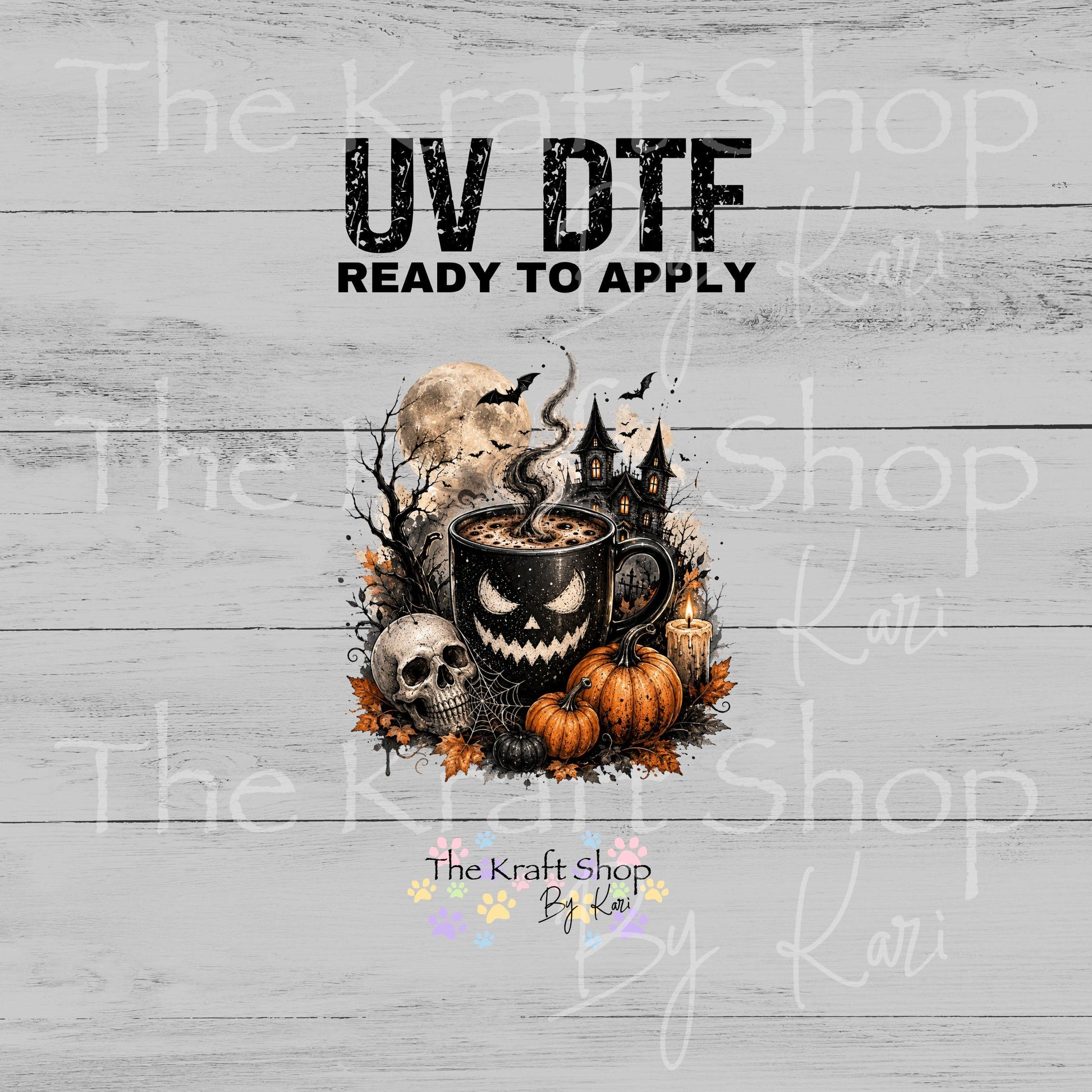 UV DTF Sticker print. Halloween Coffee decal, tumbler decal, permanent sticker. #7774