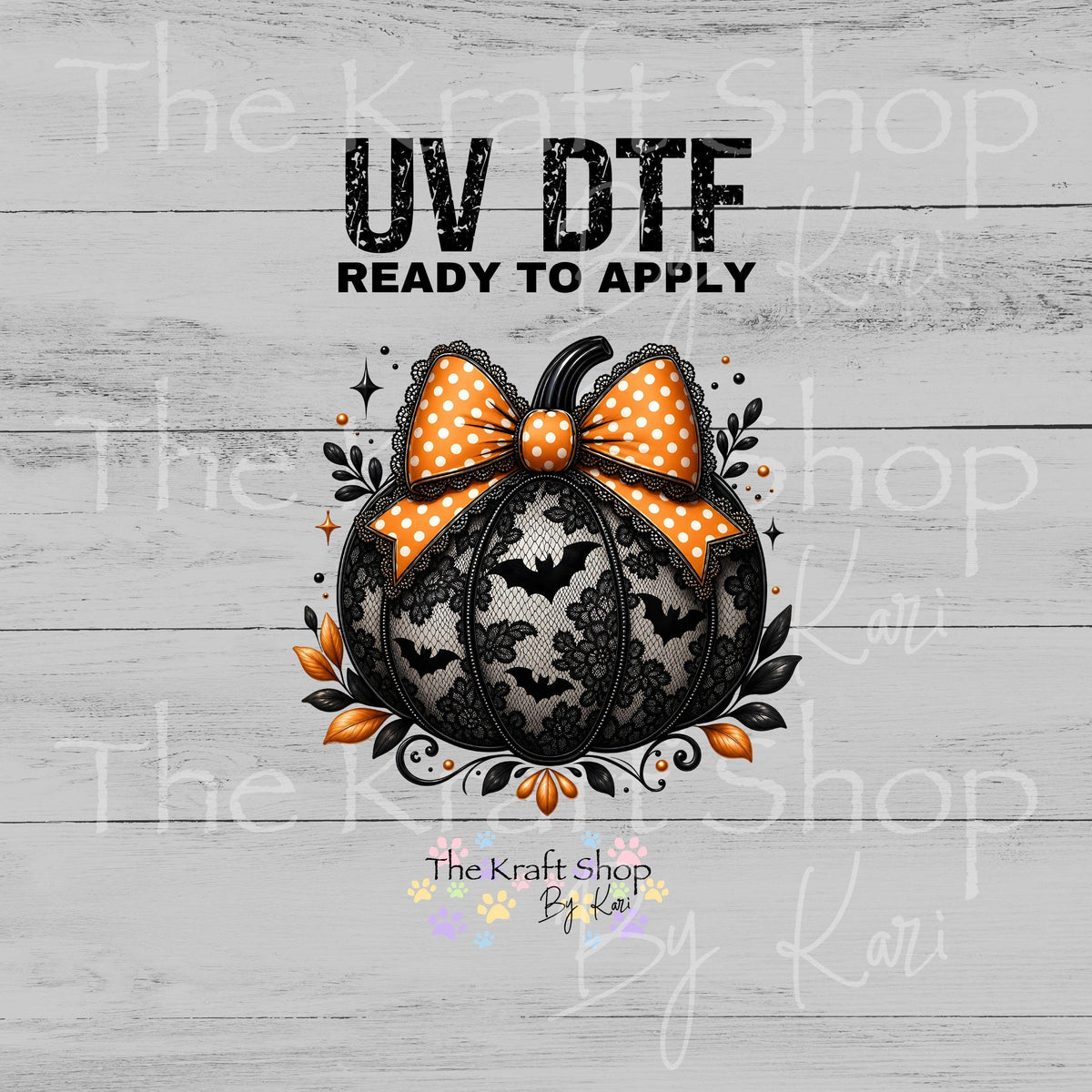 UV DTF Sticker print. Black Lace Pumpkin decal, tumbler decal, permanent sticker. #7777