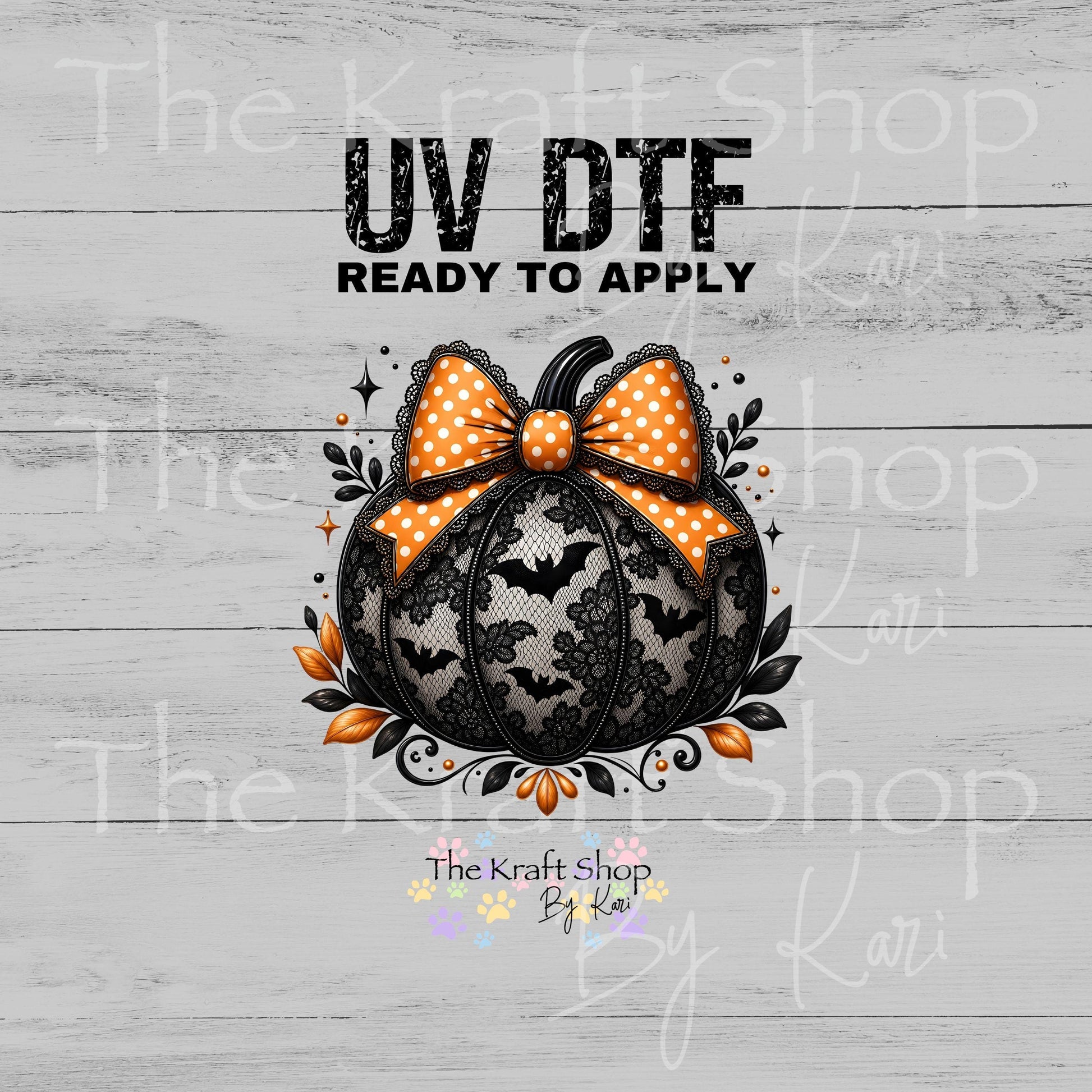 UV DTF Sticker print. Black Lace Pumpkin decal, tumbler decal, permanent sticker. #7777