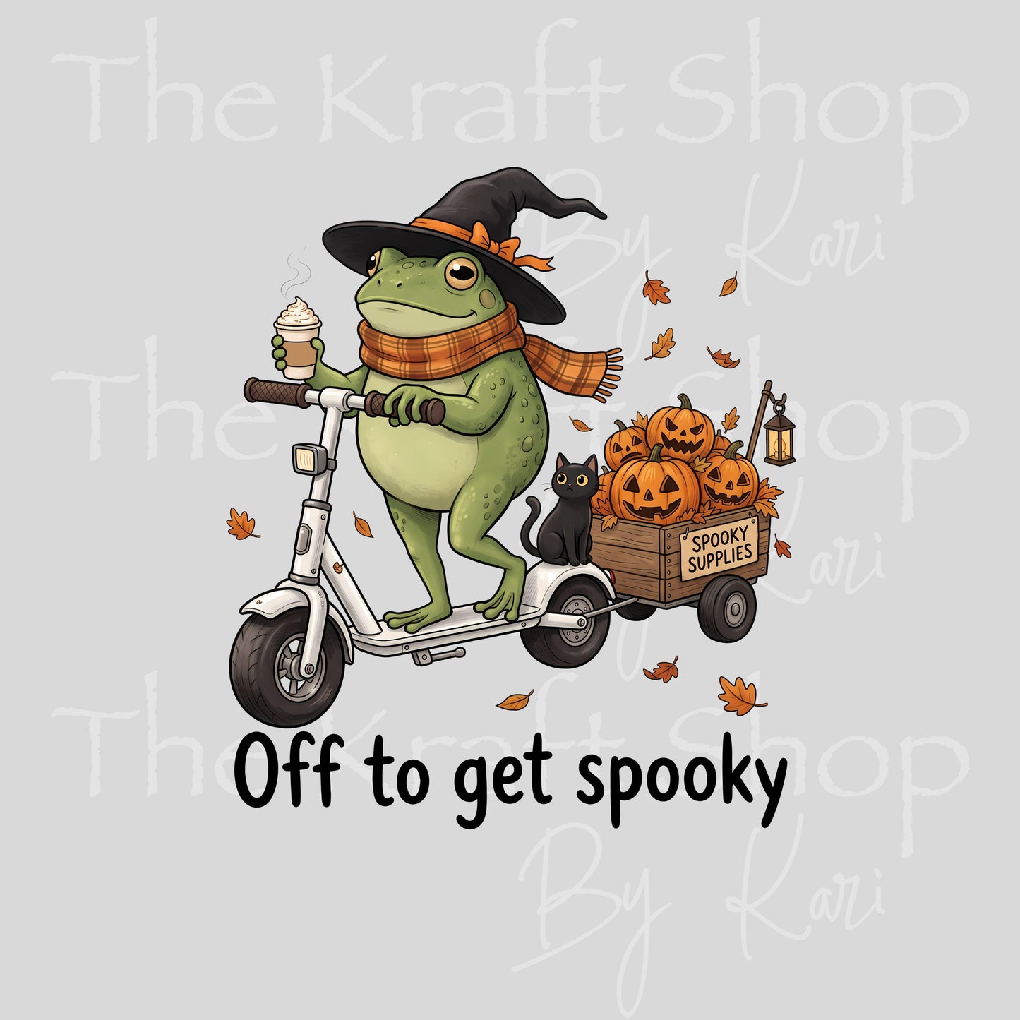 UV DTF Sticker print. Off To Get Spooky Frog decal, tumbler decal, permanent sticker. #7778