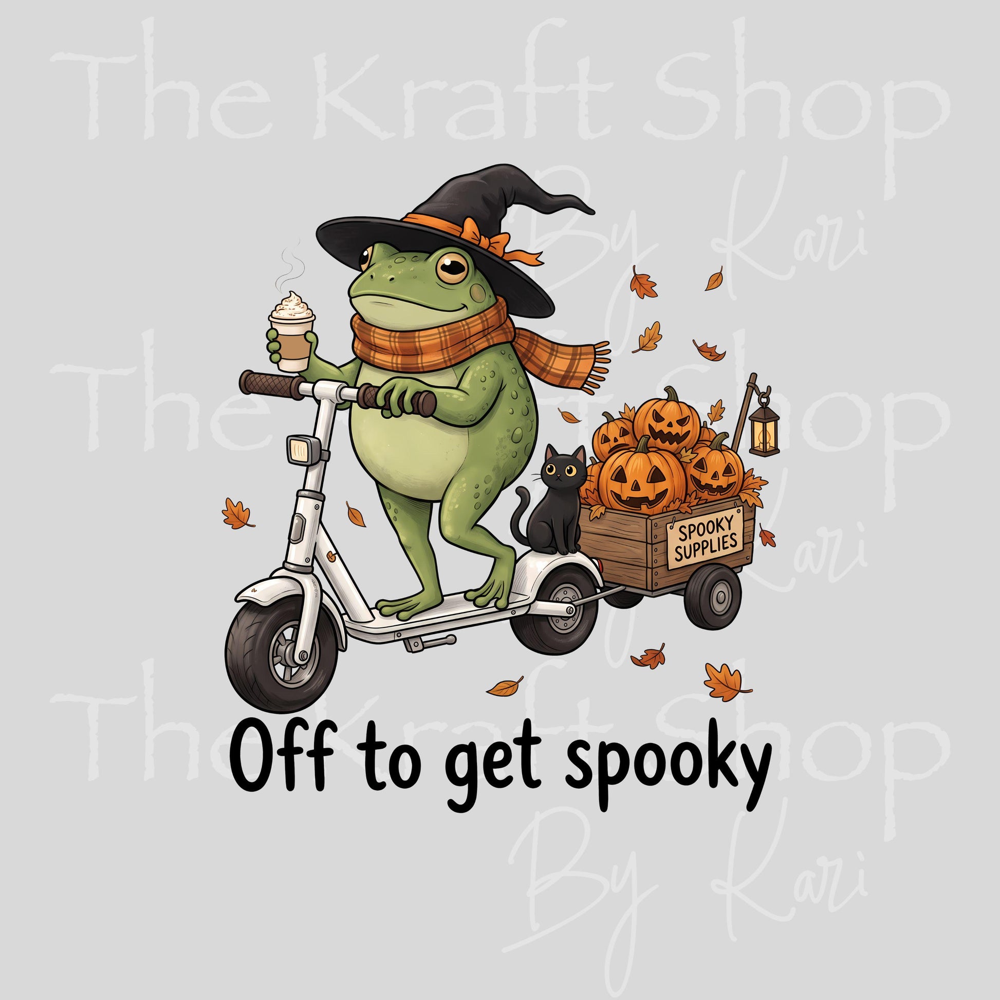 UV DTF Sticker print. Off To Get Spooky Frog decal, tumbler decal, permanent sticker. #7778