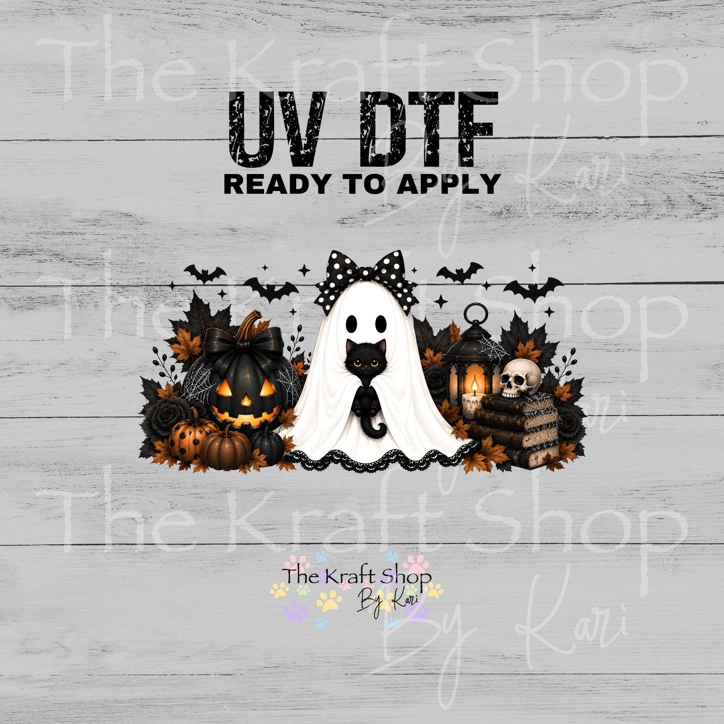 UV DTF Sticker print. Gothic Ghost Wrap decal, tumbler decal. UV wrap for glass can tumbler. #7780