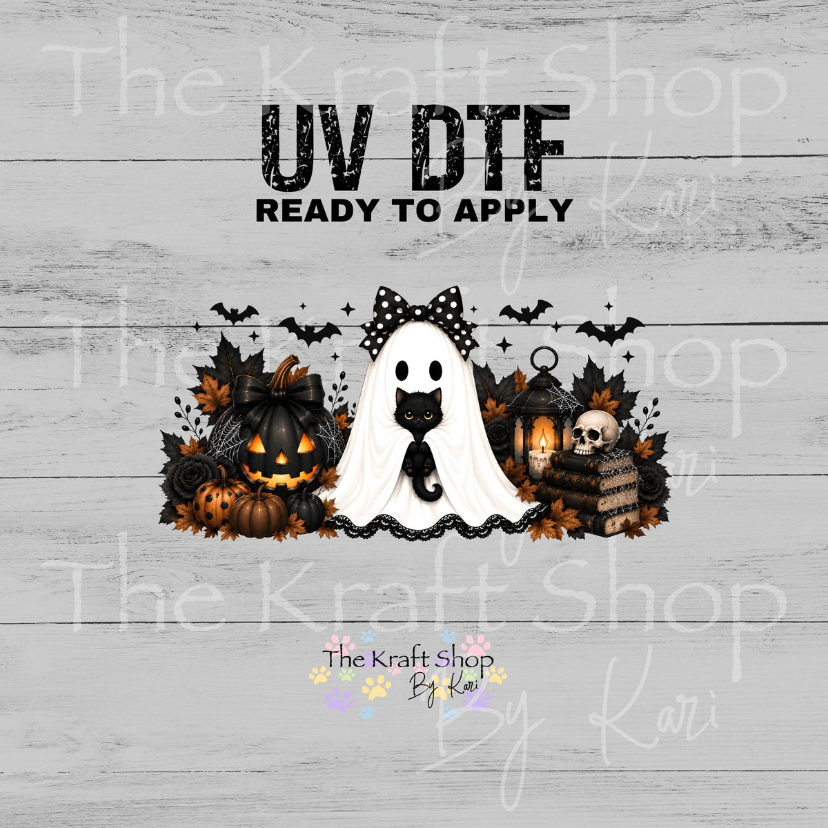 UV DTF Sticker print. Gothic Ghost Wrap decal, tumbler decal. UV wrap for glass can tumbler. #7780