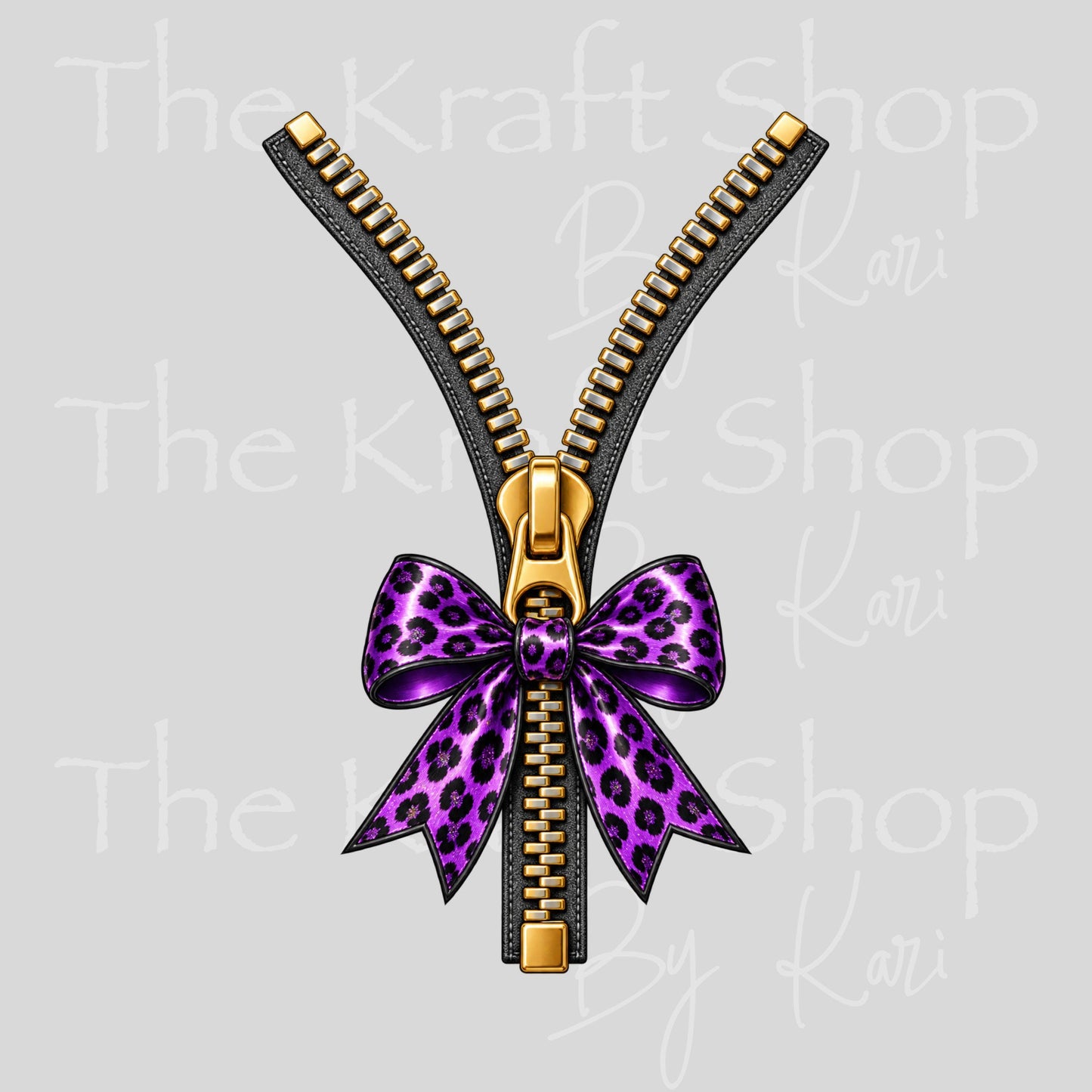 UV DTF Sticker print. Zipper With Leopard Bow decal, tumbler decal, permanent sticker. #10566