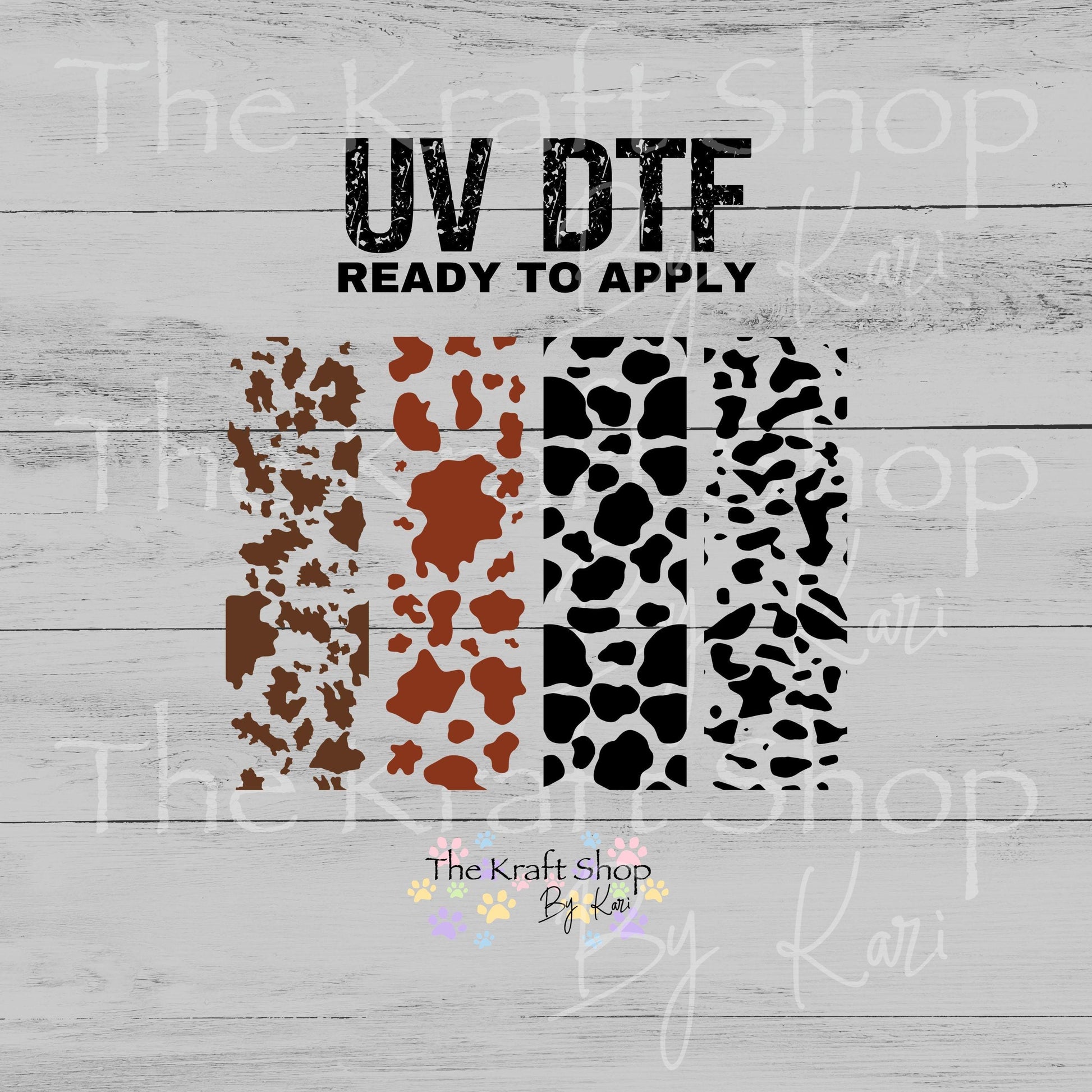 UV DTF Pen Wrap Ready To Apply Sticker Print. Cow Print Pen Wraps Bundle 4 pk. Uv Pen wrap. #8057
