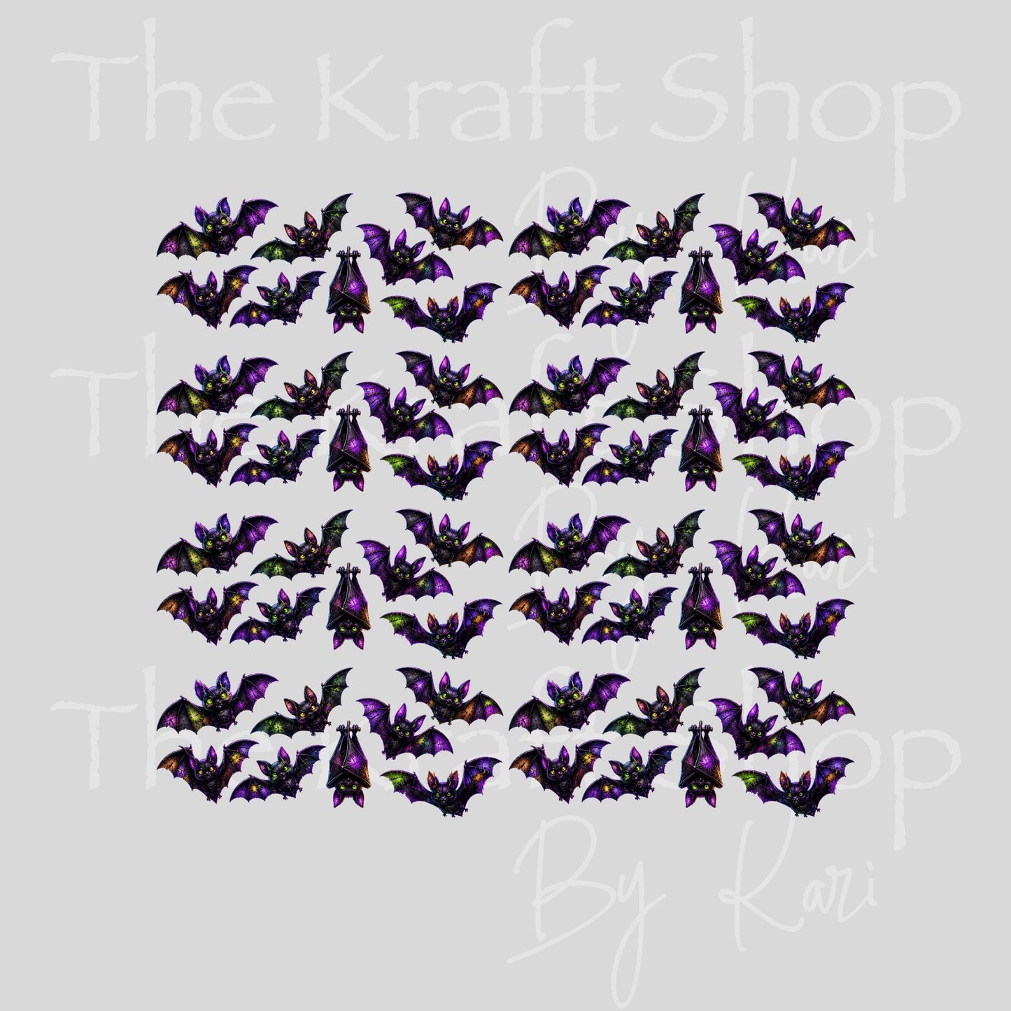 UV DTF Sticker print Multi Color Bats Element sheet 10x9 decal, tumbler decal, permanent sticker. #10559