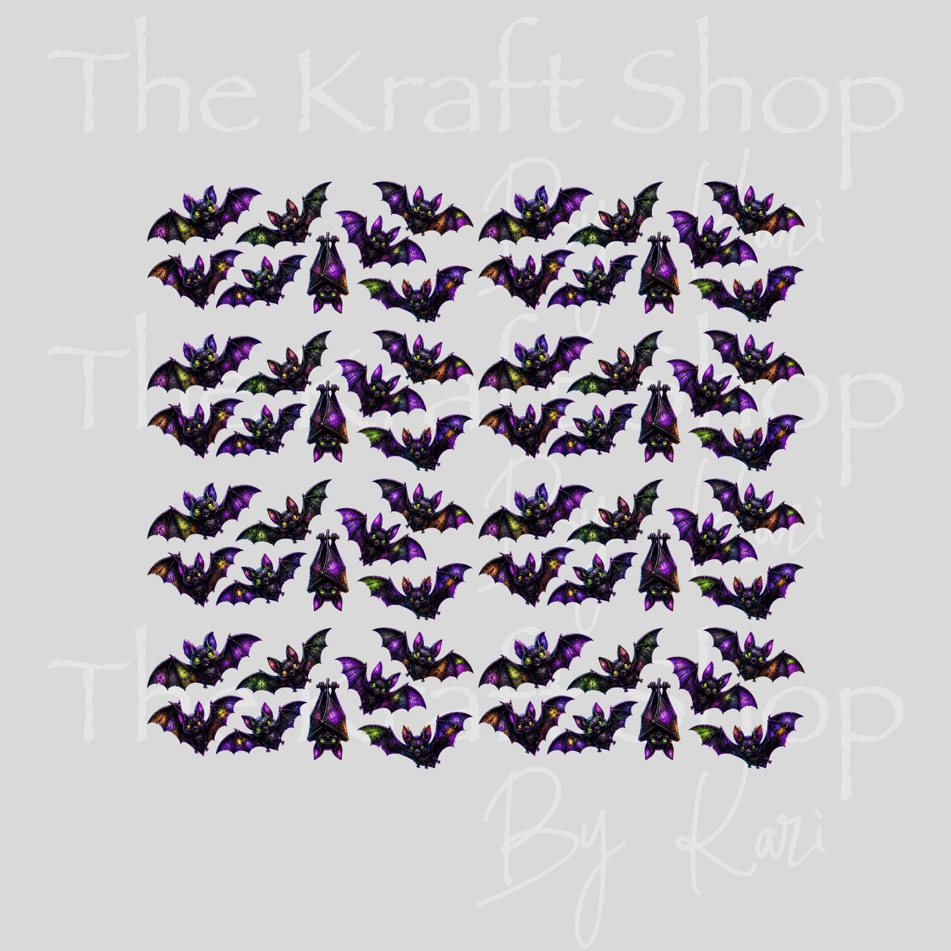 UV DTF Sticker print Multi Color Bats Element sheet 10x9 decal, tumbler decal, permanent sticker. #10559