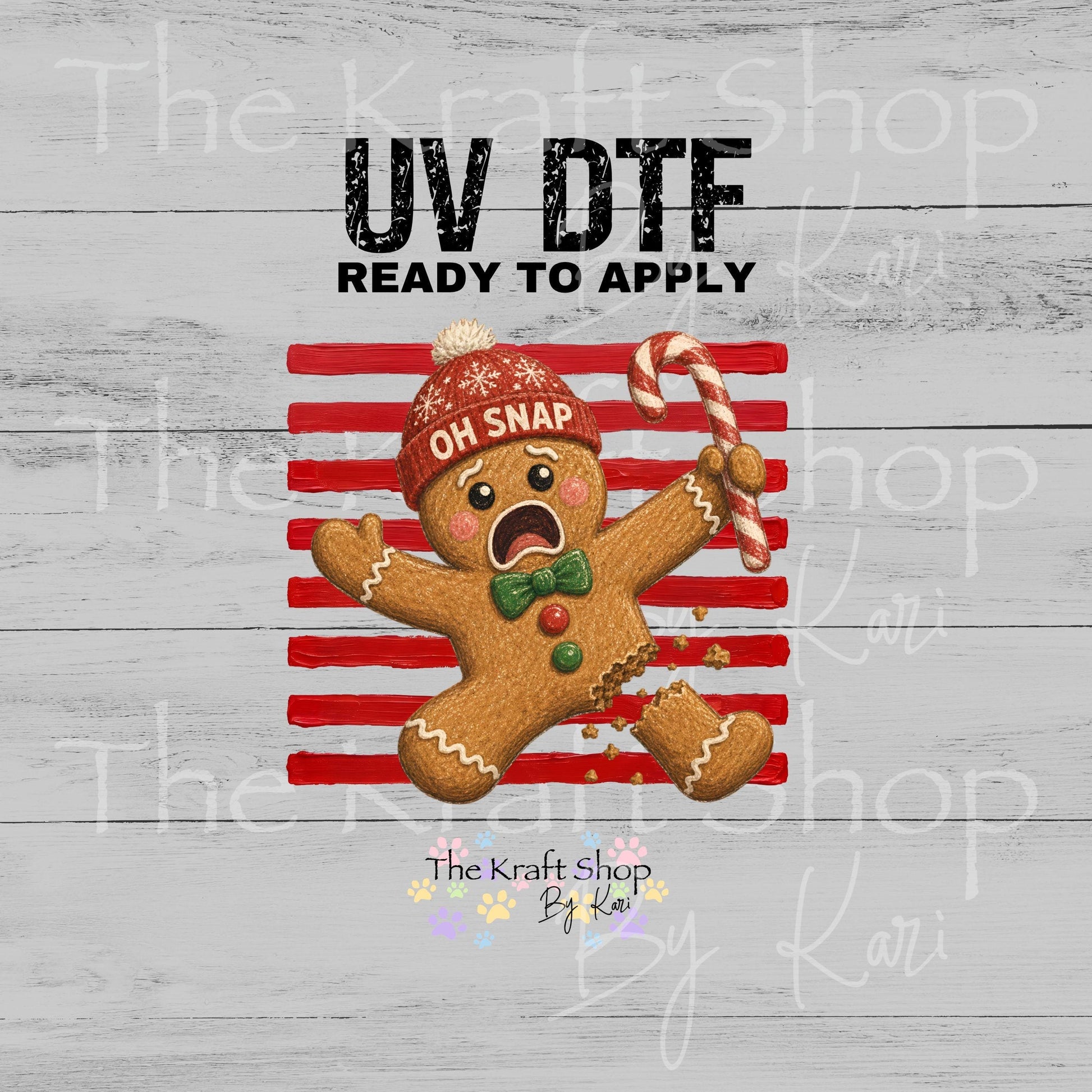 UV DTF Sticker print. Oh Snap Stripes decal, tumbler decal, permanent sticker. #7766