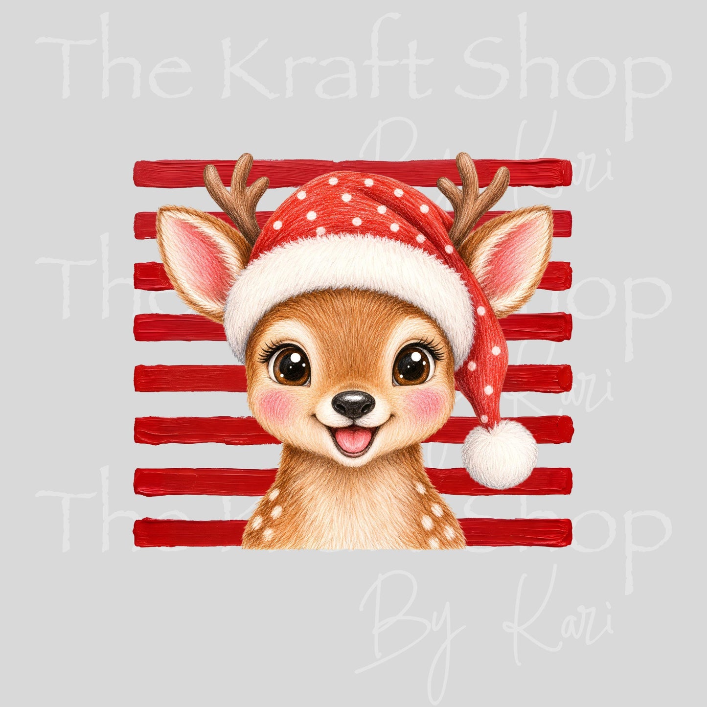 UV DTF Sticker print. Cute Christmas Reindeer Stripes decal, tumbler decal, permanent sticker. #7767