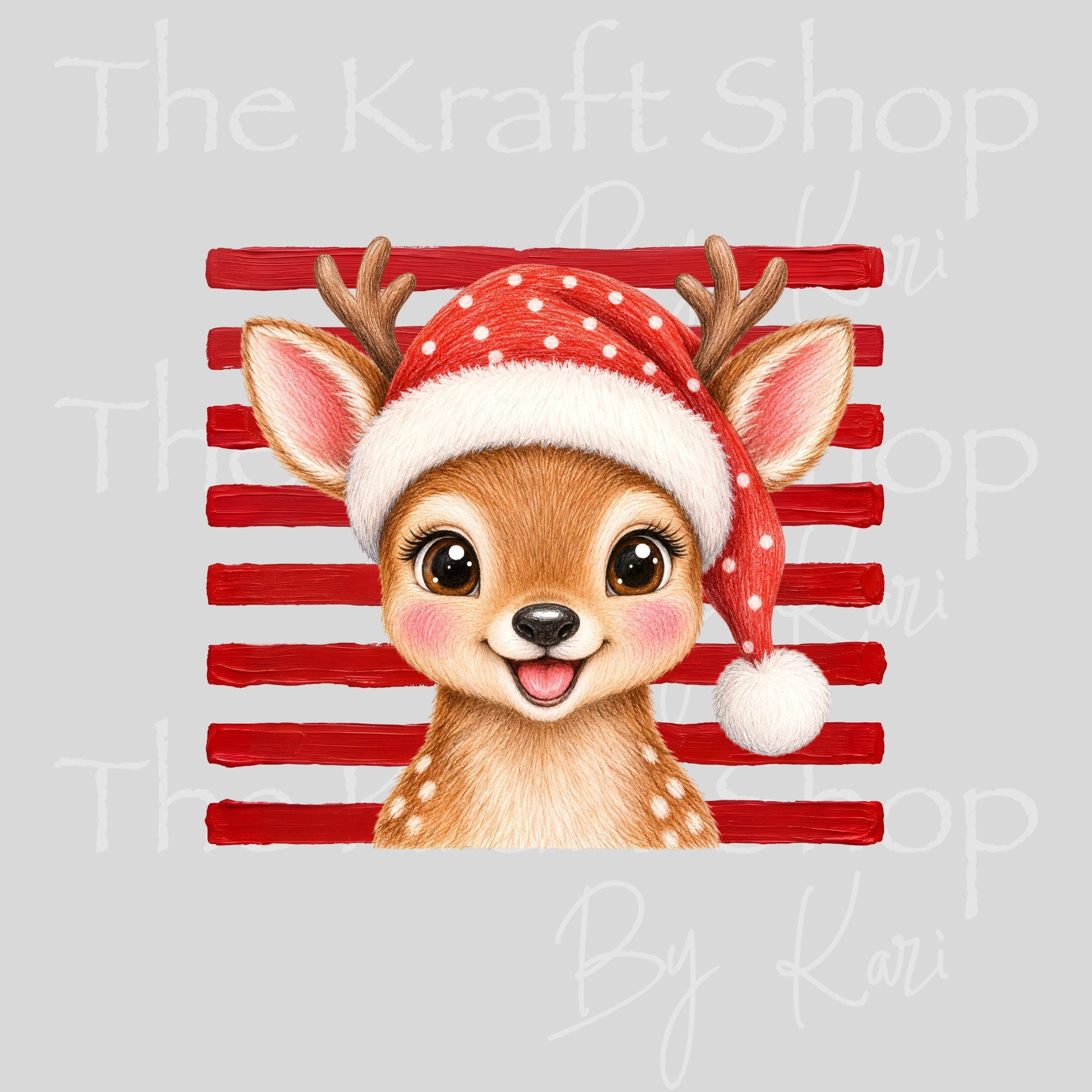 UV DTF Sticker print. Cute Christmas Reindeer Stripes decal, tumbler decal, permanent sticker. #7767