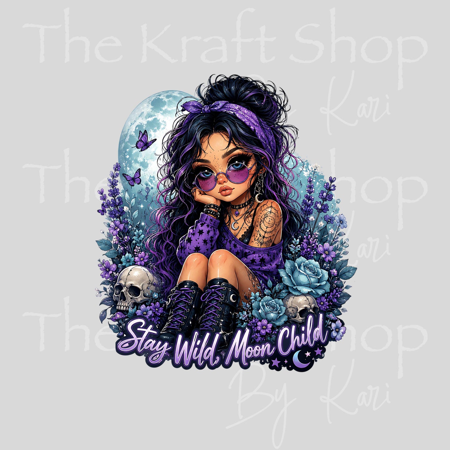 UV DTF Sticker print. Stay Wild Moon Child decal, tumbler decal, permanent sticker. #4819