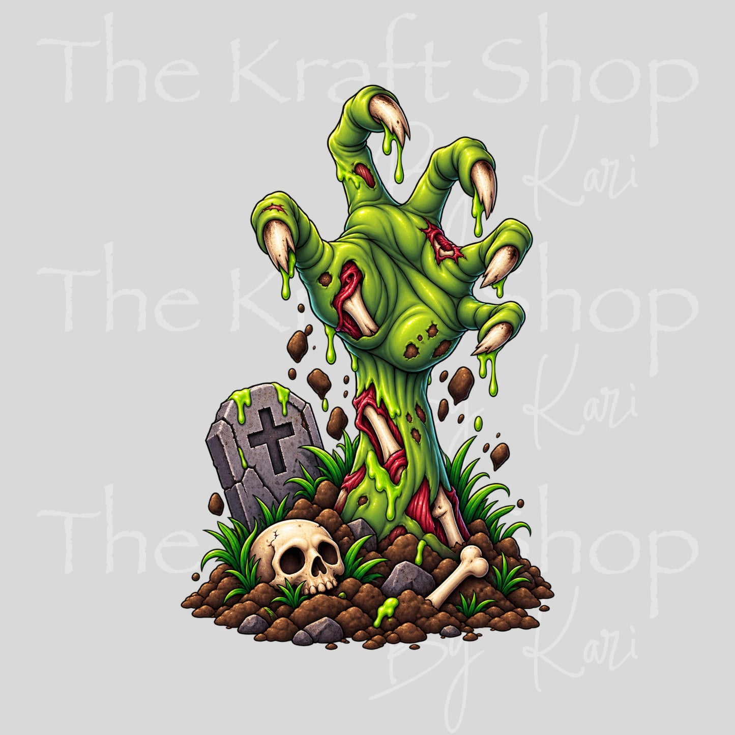 UV DTF Sticker print. Green Hand Gore decal, tumbler decal, permanent sticker. #7769