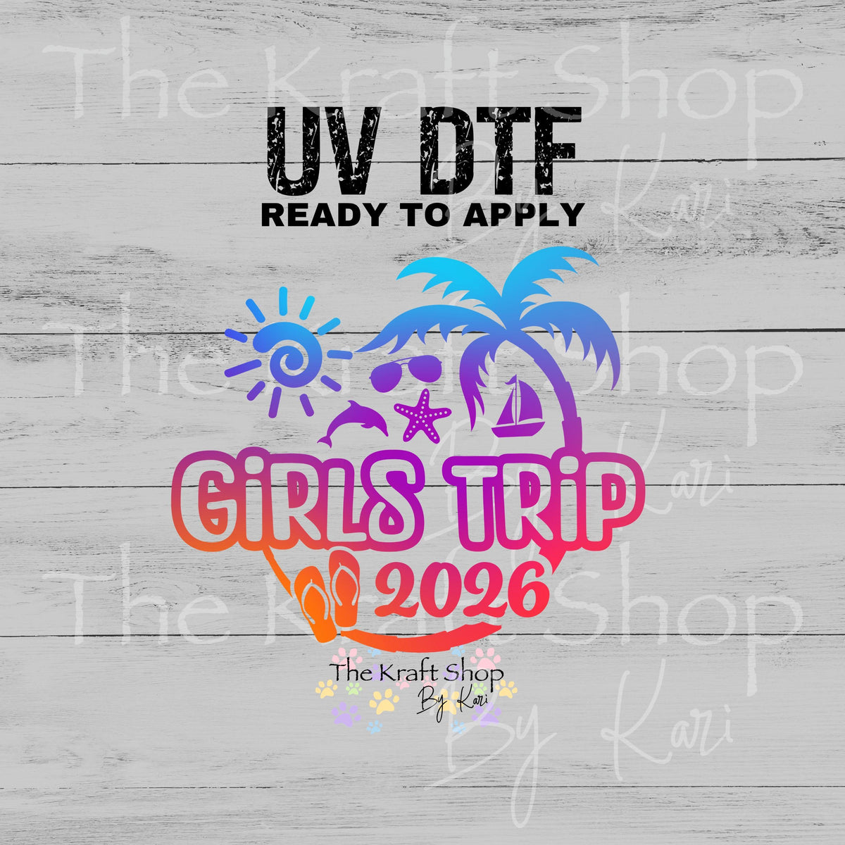 UV DTF Sticker print Sunset Girls Trip 2026 decal, tumbler decal, permanent sticker. #4824