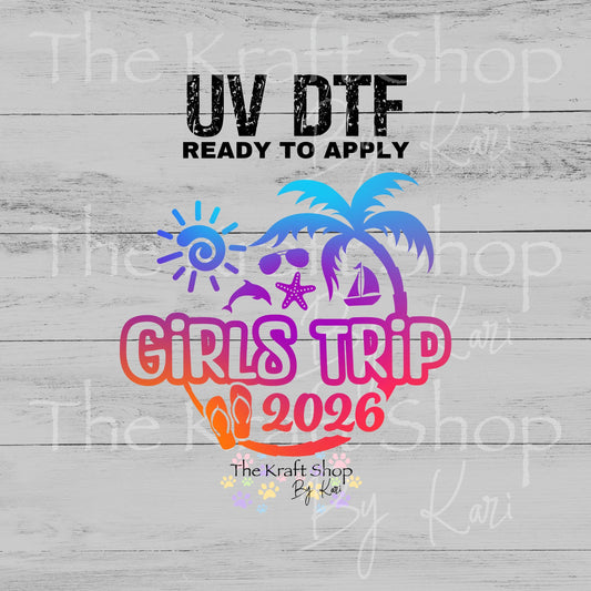 UV DTF Sticker print Sunset Girls Trip 2026 decal, tumbler decal, permanent sticker. #4824