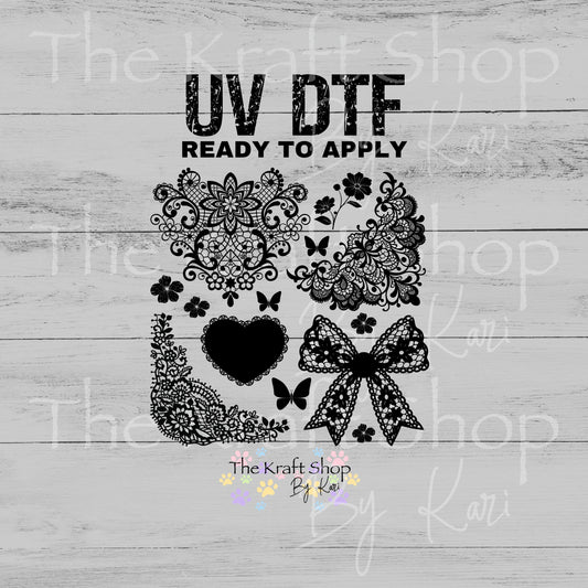UV DTF Lots Of lace element bundle of decals sheet 10x10 decal #10567