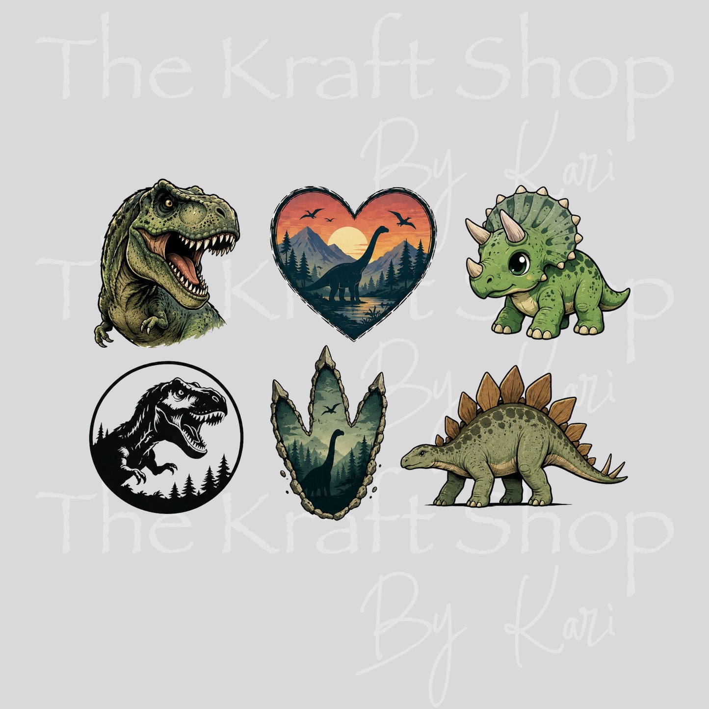 UV DTF Dinosaurs 6pk of decals, permanent sticker.#1162