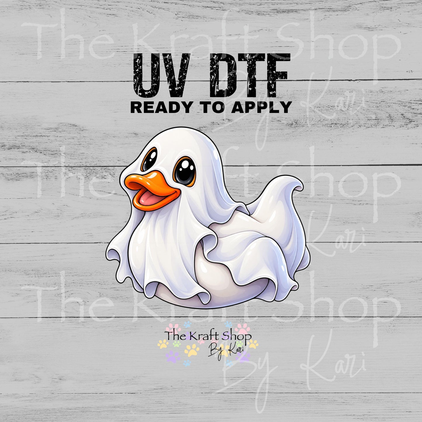 UV DTF Sticker print. Rubber Duck Ghost decal, tumbler decal, permanent sticker. #1165
