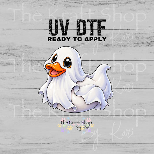 UV DTF Sticker print. Rubber Duck Ghost decal, tumbler decal, permanent sticker. #1165