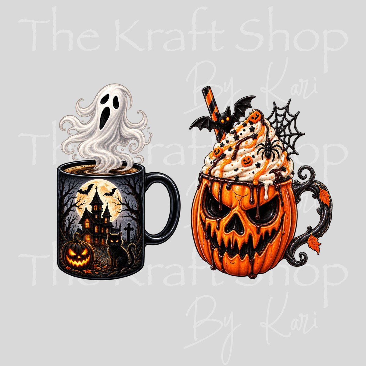 UV DTF Sticker print. Spooky Cups 2pk decal, tumbler decal, permanent sticker. #7773